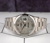 Rolex Date 34mm Ladies White Mop Diamond Dial Oyster Steel Watch 15000